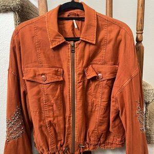 FREE PEOPLE BURNT ORANGE JACKET